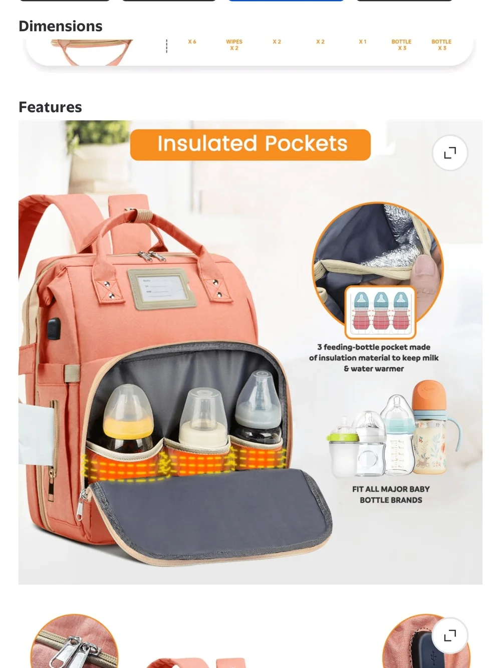 Coral Diaper Bag